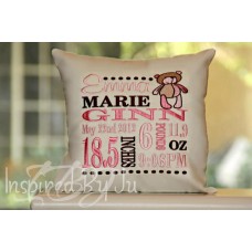 Teddy Bear - Birth Announcement Pillow